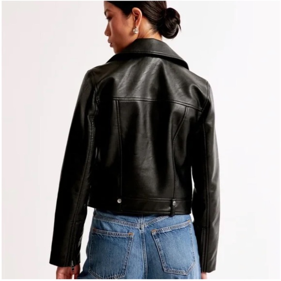 Abercrombie & Fitch Vegan Leather Black Moto Jacket - Picture 4 of 11